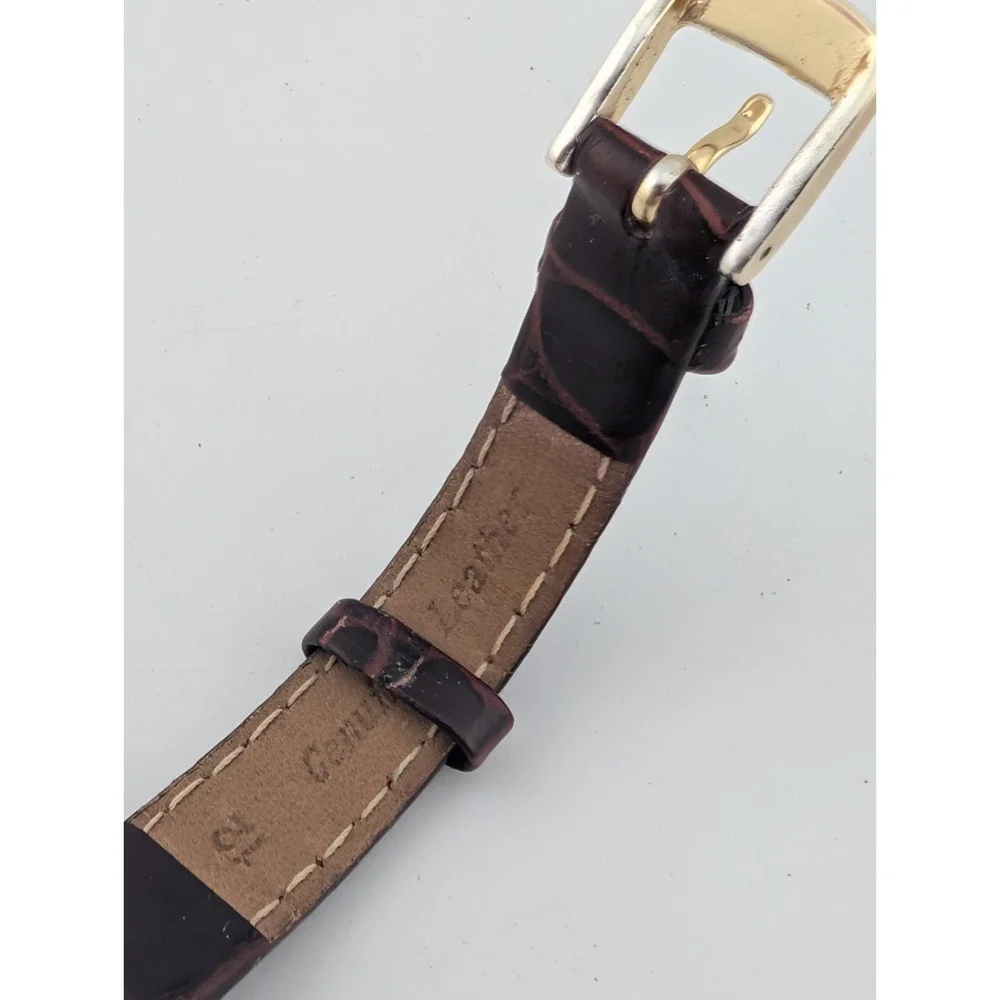 Vintage Arizona Jean Co Watch Women 26mm Case MOP Brown Leather Band New Battery